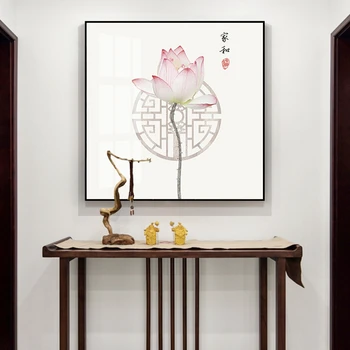 EECAMAIL Diament malarstwo Różowy lotos chiński styl Salon Jadalnia Diament haftowane ozdoby w domu obraz bez ramy