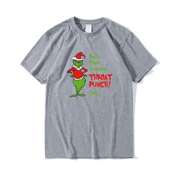 Envmenst Świąteczny prezent koszulka męska Tee Grinch Rock Paper Scissors Throat Punch I Win Halloween z krótkim rękawem dla mężczyzn w 2020