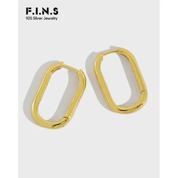 F. I. N. S 925 srebrne damskie kolczyki korea moda minimalizm delikatne złoto owalne kolczyki hoop wykwintne biżuteria dla dziewczyny prezenty