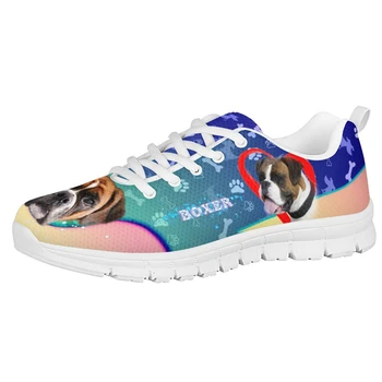 FORUDESIGNS 2020 jesienne damskie płaskie buty do biegania dla kobiet oddychające netto trampki bokser pies print buty buty Damskie sznurowane