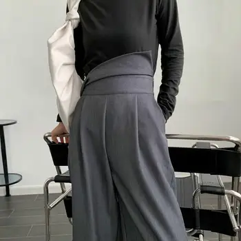 FORYUNSHES dla kobiet spodnie na nogi 2020 Nowa moda Damska Отложная Wysoka Talia efekt drapowania codzienne proste Eleganckie spodnie