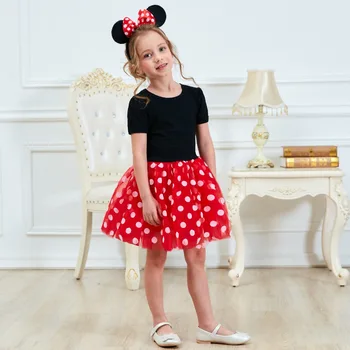 Fancy Girls Baby Clothes Mouse Christmas Dress Costume New Year Carnival Polka Dot Santa Dresses For Girls Holiday Party