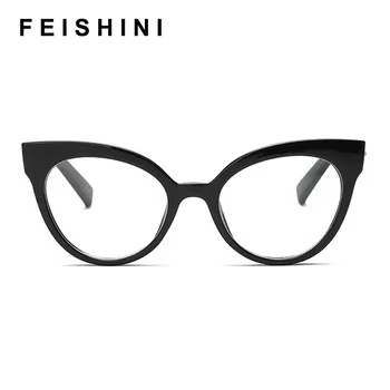 Feishini 2020 Vintage Okulary Frame Women Cat eye Brand Clear TR90 optyczne okulary okulary panie krótkowzroczność różowe okulary