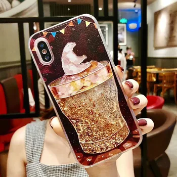 Flamingo Quicksand Phone Case For iphone 11 Pro Max 6s 7 8 Plus Bling Dynamic Love Hearts For iphone X Xr Xs Max case tylna pokrywa