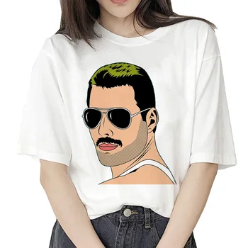 Freddie Mercury T shirt Women Harajuku 90s Ullzang T-shirt Fashion Queen Band Casual Graphic Tshirt Top Tees