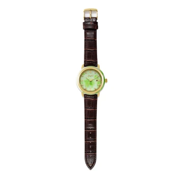 GEZFEEL męski średnica mongolski jade zegarki skórzany pasek brązowy zielony okrągły dial kalendarzowego wyświetlacz wodoodporny Relojes Hombre