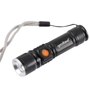 Goodland USB LED T6 latarka LED Latarka mini wygodny Akumulator 18650 wysokiej mocy 3 tryby skalowalne do roweru kempingu turystyki pieszej