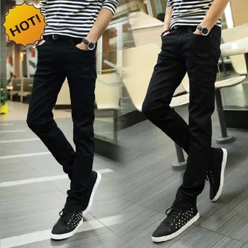 Gorąca 2020 moda czarny jednolity projekt chłopcy Męskie sportowe spodnie codzienne długie spodnie Homme skinny jeans mężczyźni nastolatki denim spodnie ołówek