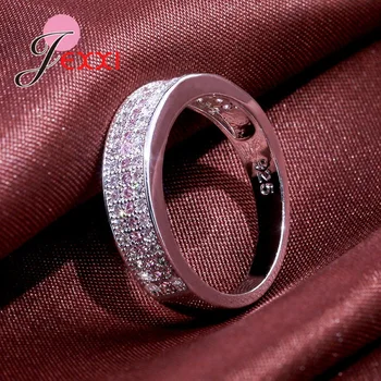 Gorąca sprzedaż 925 srebro szerokie obrączki na palec kobiety dziewczyny ślub zaręczyny biżuteria prezenty CZ pierścienie
