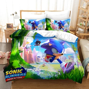 Gorący kreskówki Sonic The Hedgehog 3d zestaw kołdrę poszewka na poduszkę, koc/kocyk/kołdrę zestaw Twin pełna królowa król zestaw pościeli