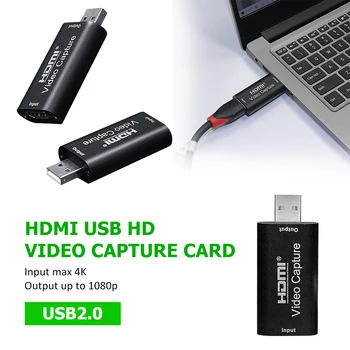 HD Mini Vedio Capture Card for PS4 Video Grabber Record Box Large Memory Input Resolution Camera Recording Live Streaming Card