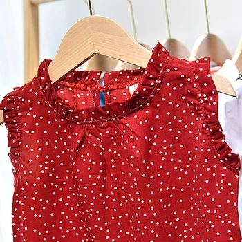 HE Hello Enjoy Girls Baby Clothes Sets Summer 2020 Clothes Fashion Sleeveless Polka Dot Top + Solid Color Szorty kostiumy dla dzieci