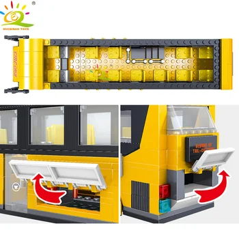 HUIQIBAO dwupiętrowy autobus szkolny bloki City Speed Champions Car truck Creator vehicle Bricks przyjaciele zabawki dla dzieci