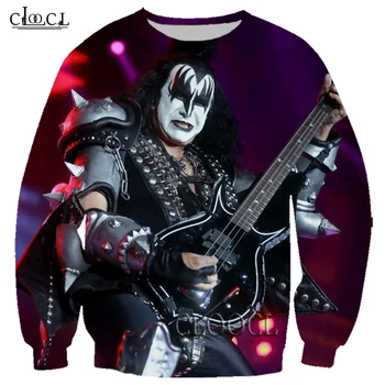 HX Drop Shipping Rock Metal Kiss Band Fashion 3D Print Men Women Hip Hop Street Sweatshirt Hot Selling para Harajuku Tops