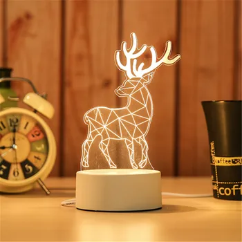 HYUsb Power Night Light Led Deer 3d wieża Eiffla akrylowy stół biurko wystrój sypialni prezent Biała ciepła żarówka ozdoby świąteczne#y30