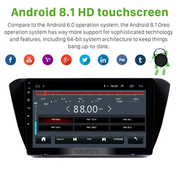 Harfey Android8.1 samochodowy 2DIN radioodtwarzacz radio audio, GPS, odtwarzacz multimedialny dla Skoda Superb 2016-2018 obsługa USB, AUX, Bluetooth