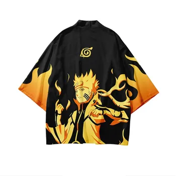 Hip-hop Naruto Sasuke drukowanie 3D japońskie kimono oddziału yukata Naruto moda unisex z krótkim rękawem kimono koszule oversize mężczyźni