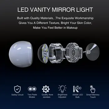 Hollywoodzki styl makijaż lustro LED próżność światła zestaw z 10 Затемняемыми lampami led wodoodporny inteligentny wystrój na toaletce w łazience