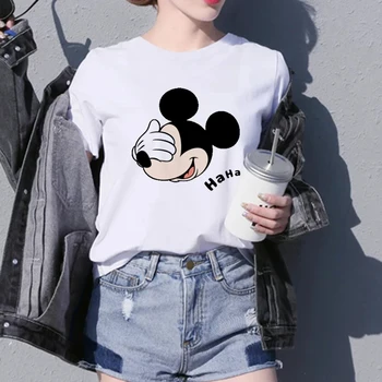 Hot casual t-shirt Damska zabawna Mickey 3D design druk codzienne z krótkim rękawem topy koszulki bawełniane Harajuku Kawaii trójniki