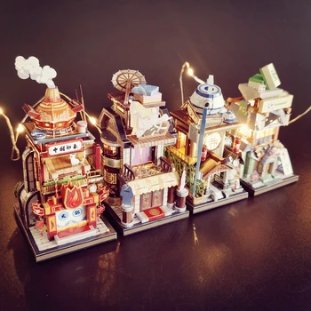 Hot pot shop puzzle 3D Metal assembly model Chinese style Mahjong Hall Hanfu Creative handmade toys prezenty dla dzieci