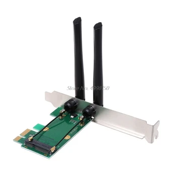 Hurtownia dropshipping bezprzewodowa karta sieciowa WiFi Mini PCI-E Express to PCI-E Adapter 2 antena zewnętrzna PC