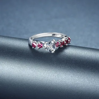 Hutang Gemstone Jewelry Naturalny Akwamaryn Solidny Pierścień Srebro 925 Ślub Eleganckie Kamienne Ozdoby Do Marca Prezent Na Urodziny