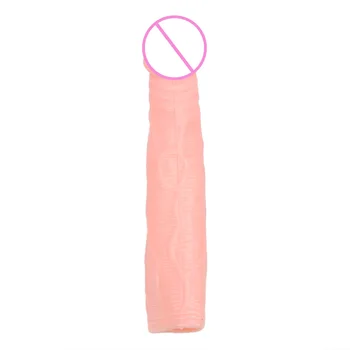 IKOKY wydrążony penisa prezerwatywy dla dorosłych na powiększanie penisa sex shop przedłużacz rękaw prezerwatywa wielokrotnego użytku erotyczne intymne towary
