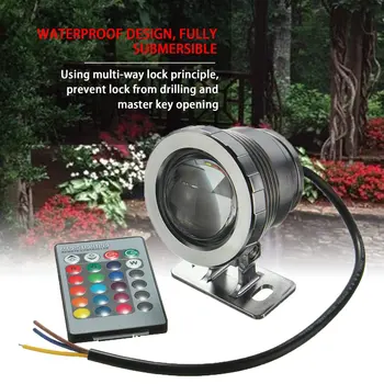 IP68 10W RGB LED Light Garden Fountain Pool Pond Spotlight wodoodporny podwodny lampa z pilotem czarny/srebrny