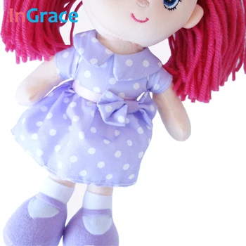 InGrace red hair cute mini cute doll for baby girls with purple cotton dress piękne i wysokiej jakości prezent zabawki dla dziewczynek 25 cm
