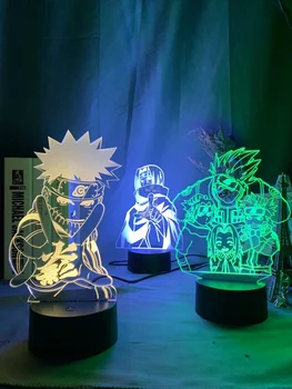 Itachi Uchiha 3d lampa anime Naruto Uzumaki Led Night Light Team 7 Sasuke, Kakashi Hatake sypialnia dla dzieci NightlightChild prezent na boże Narodzenie