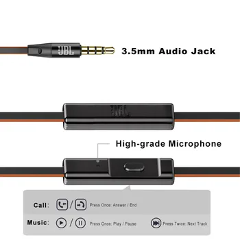 JBL T180A douszne słuchawki stereo sport jogging 3,5 mm słuchawki przewodowe czysty głęboki bas gra muzyka zestaw głośnomówiący rozmowy z mikrofonem