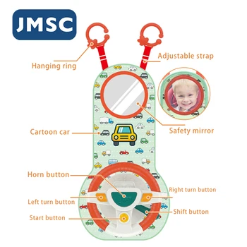 JMSC Baby Kids Eletric Simulation Steel Wheel Toy Driving Interactive Musical Educational Car Seat Back For Infant Boys Girls