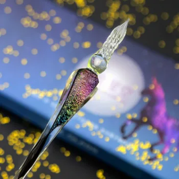JUGAL Creative Starry sky Glass Pen Gold Powder ink Pen Glass Dip Pen For Writing Fountain pen set pudełko plastycznymi