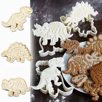 JX-LCLYL 6 szt. plastikowy dinozaur cookie cutter herbatniki, wyroby cukiernicze, ciasto fondant formy zestaw w domu