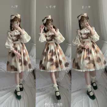 Japoński Kwiat Sukienka Lolita Kobiety Kawaii Cekiny Drukowania Kolan Pasek Spaghetti Lolita Sukienka Klub Nowa Jesień 2020