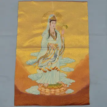 Jedwabna fresk Tybetańskiego Buddy od julki oplot brokatem Guanyin яньлюцзи Jade Wazon