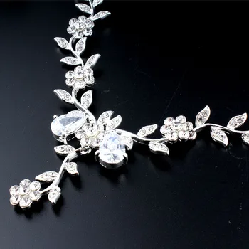 Jiayijiaduo Glamour Women ' s Wedding Jewelry Set, kolor srebrny Cyrkon kwiat naszyjnik zestaw kolczyk dziewczyna akcesoria Prezent 023