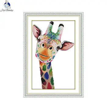Joy Sunday Giraffe Wzory Liczone Cross Stitch kit DIY Hand Made Embroidery set robótki dekoracje do domu wysłać prezent
