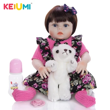 KEIUMI pełna silikonowy ciało Reborn Baby Girl Doll Toys realistyczna uczyć niemowlaki księżniczka lalka dla dziecka prezent na Urodziny, prysznic, zabawki