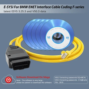 Kabel do transmisji danych ESYS dla BMW BMW F-serie ENET Ethernet to OBD Interface E-SYS ICOM Coding OBD OBD2 Car Diagnostic Tool Auto Cable