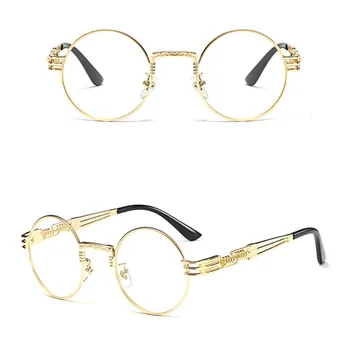 Kachawoo vintage retro okulary mężczyźni złota metalowa ramka przezroczyste soczewki botanik okrągłe okulary ramka dla kobiet biżuteria 2018 ochelari podawania kobiety
