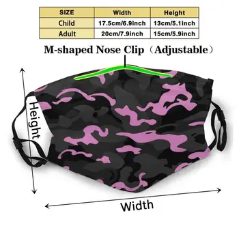 Kamuflaż Styl - Czarny Różowy Wielokrotnego Użytku Maski Do Twarzy Do Prania Odkryty Nos, Usta Pokrywa Moda Unisex Kobiety Mężczyźni Dzieci Kamuflaż