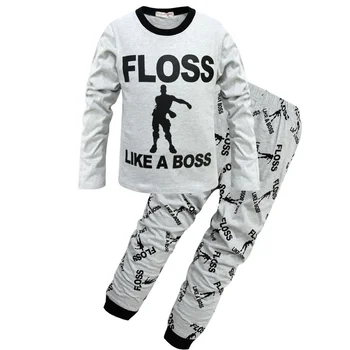 Kids Floss Like a Boss All Over Gaming Black Gold Cotton Long Pyjamas Youth Boys pajamas Children clothing set Boy pijamas PJS
