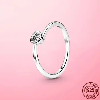 Kobiece pierścień 2021 nowy 925 srebro jasne наклоненное serce pasjans pierścień na palec dla kobiet wesele Ślub biżuteria prezent Asnelles