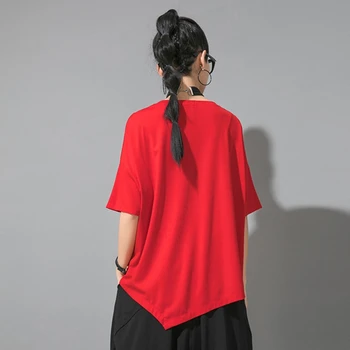 Kobiety Czarny Kontrast, Kolor T-Shirt Nieregularne Patchwork Kieszeni 2021 Letnia Odzież Temat Casual Krótki Rękaw T-Shirt Topy Moda