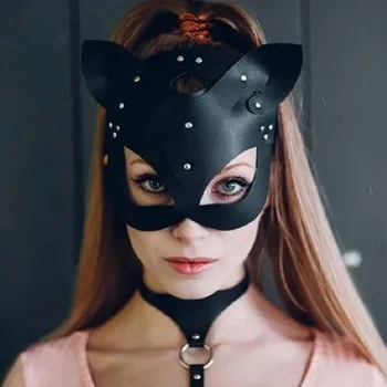 Kobiety Sexy Maska Połowa Oczy Cosplay Osoba Kot Skórzana Maska Na Halloween / Cosplay Maska Bal Maskowy Niezwykłe Maski Dropship1