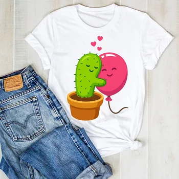 Kobiety lady fabryka kreskówka moda lato kaktus panie koszulka Damska Damska koszulka top odzież graficzna odzież t-shirt
