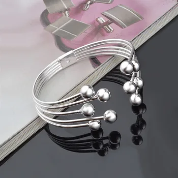 Koraliki posrebrzane bransoletka bransoletki wysokiej jakości bransoletki i bransoletki 8 mm koraliki bransoletki dla kobiet biżuteria Pulseiras Femme prezent