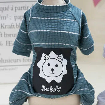 Koreański odzież dla psów Czworonożny kreskówka Lew kombinezon wiosna jesień bluzy dla psów mały miś print zielony chłopiec Ropa Para Perro