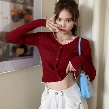 Koreański styl koszulka Damska Patchwork V-neck z długim rękawem t-shirt cienki sweter z dzianiny moda sexy cienkie topy jeden rozmiar nowy